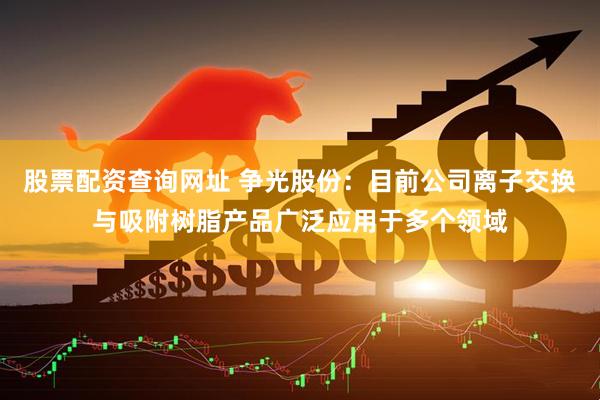 股票配资查询网址 争光股份：目前公司离子交换与吸附树脂产品广泛应用于多个领域